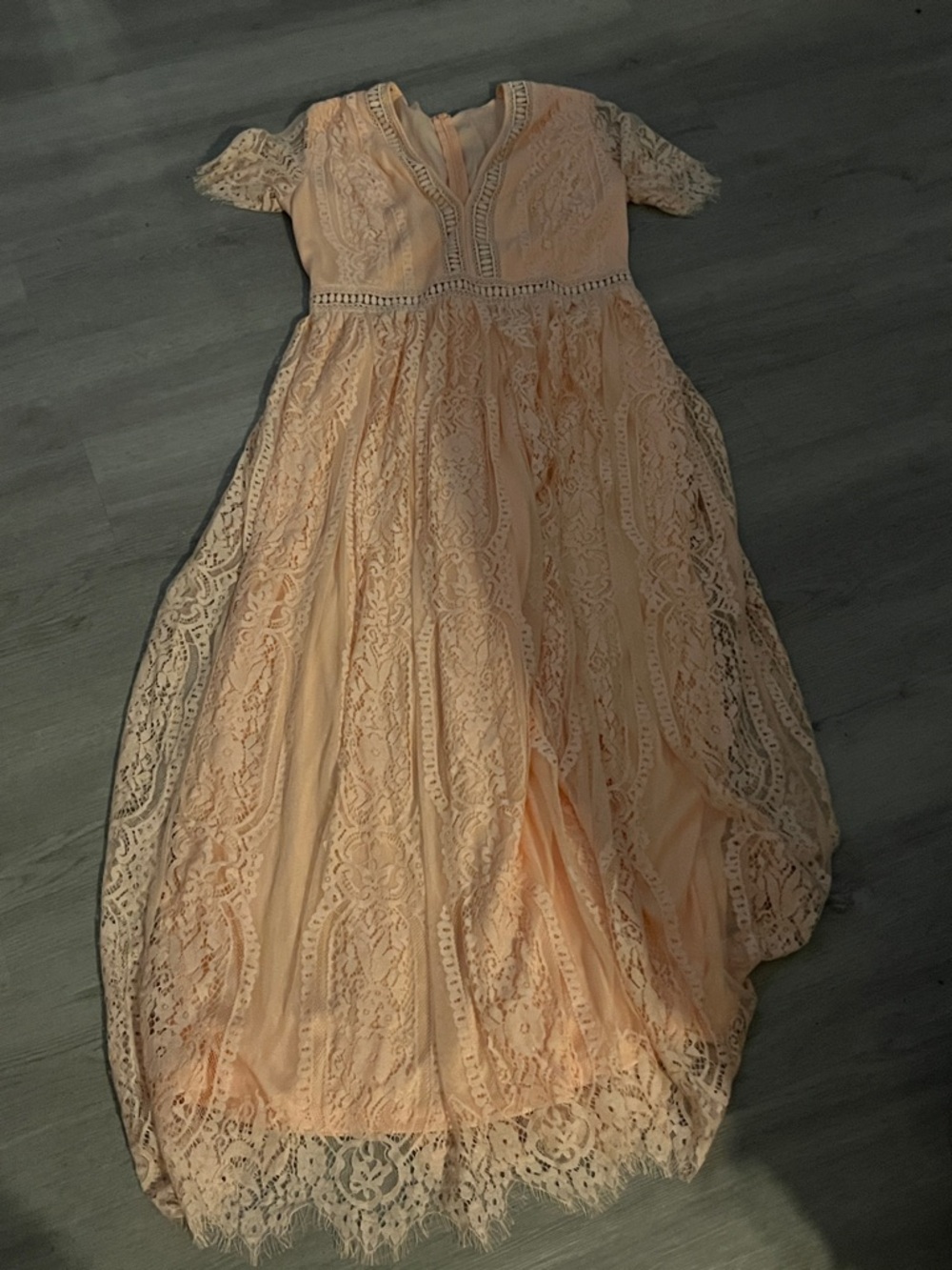Lace Maxi Dress in Blush Pink
